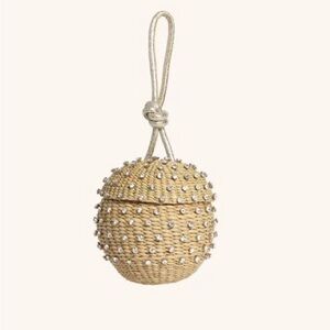 NWT Poolside “The Disco Ball” Straw Rhinestones Luxury Wristlet Bag RARE!